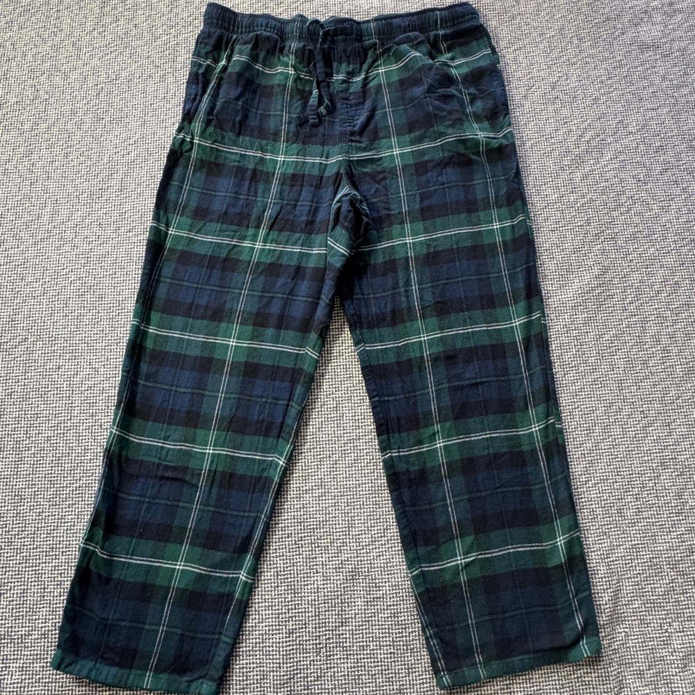 Old Navy Mens XXL Green Navy Blue Watch Plaid Flannel Pajama Pants Loungewear